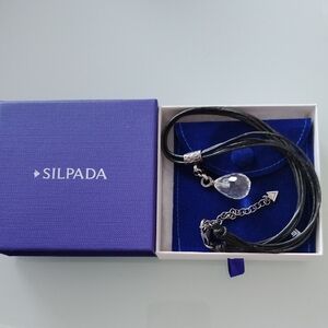 Silpada Black Necklace with Clear Crystal Pendant
